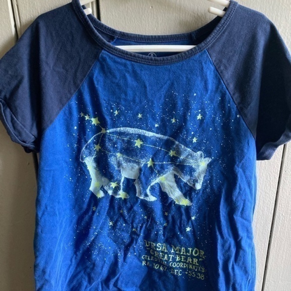Lands End Kids T-shirt Ursa Major Solar System Navy Blue Boy Girl 10-12 Medium
